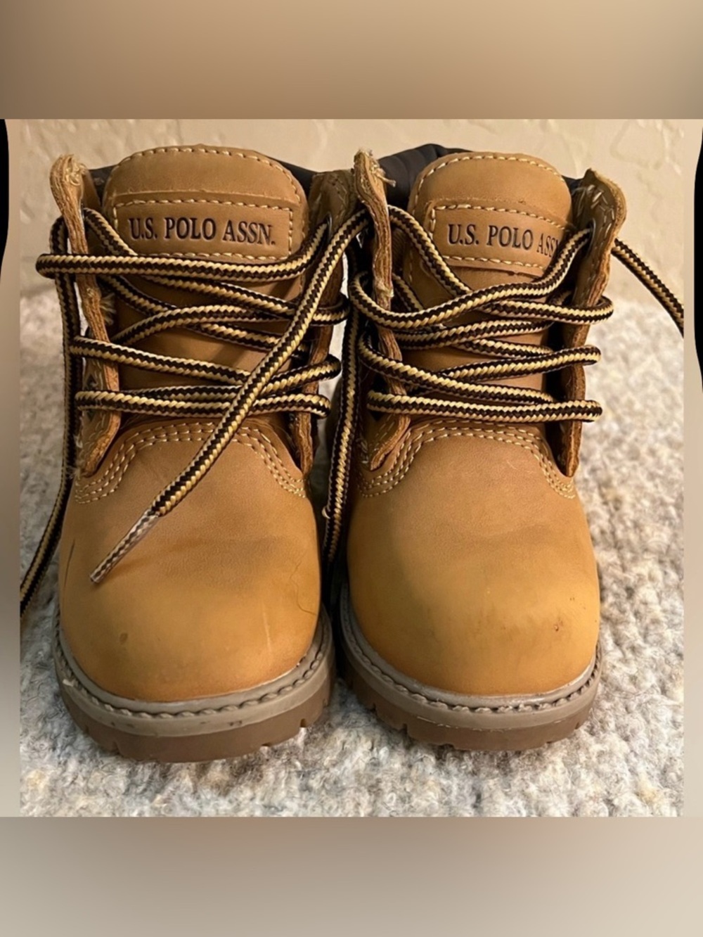 U.S. Polo Assn Toddler Tan Lace Up Boots-Size 5